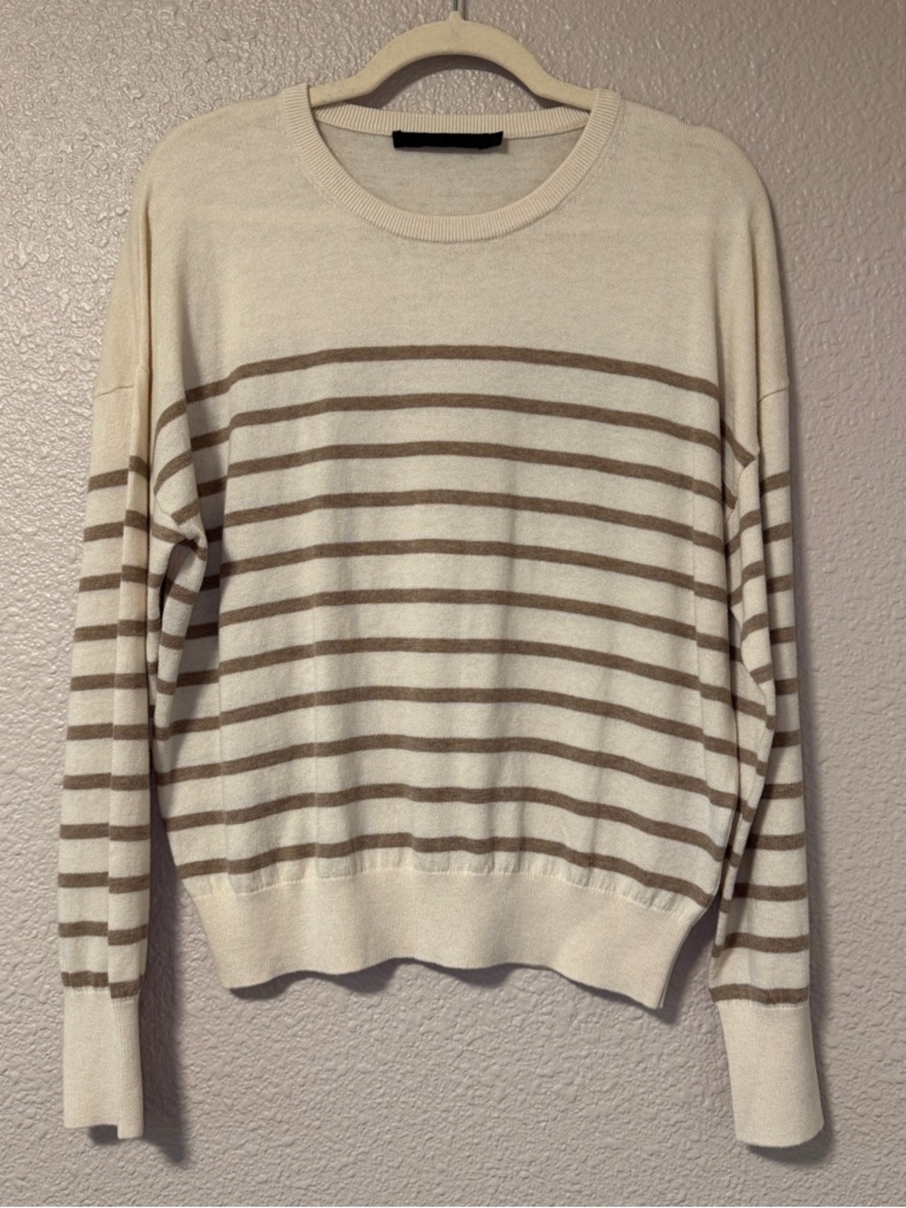 NWOT Jenni Kayne Avery Crewneck Sweater Stripe Cotton Merino Neutral S Summer - Picture 6 of 10